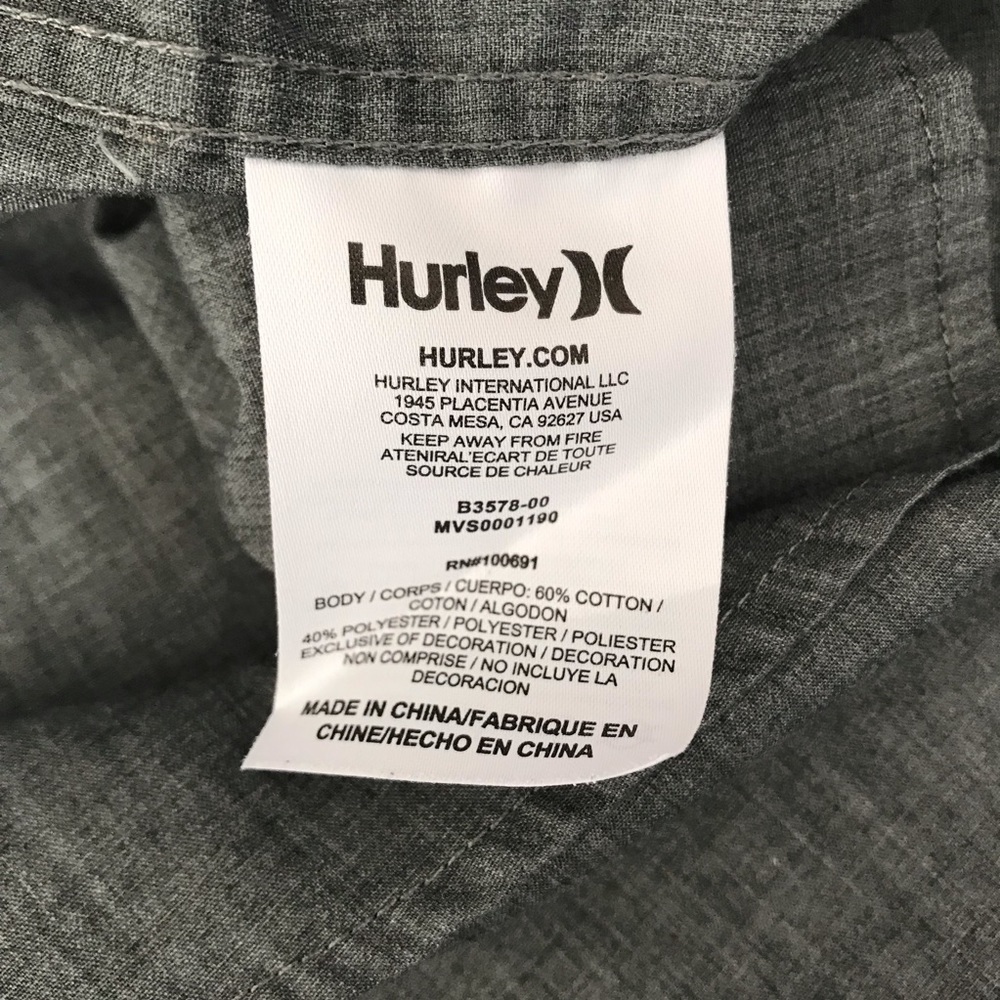 Hurley Men’s button down Grey/green - Picture 5 of 6